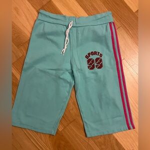 Girls Light Blue and Pink Capri Pants